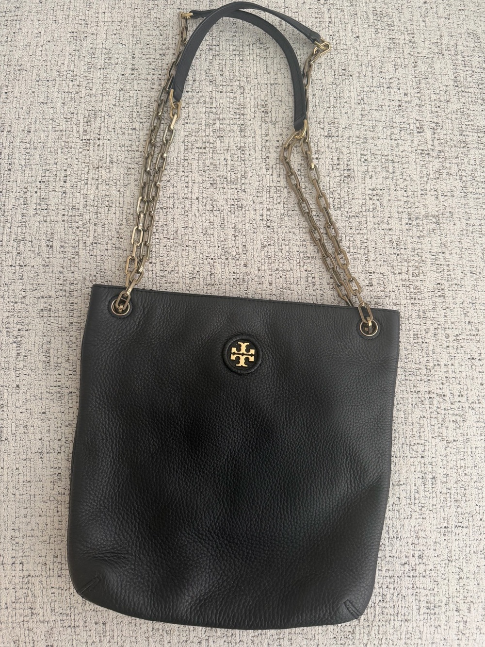 Tory Burch Black Leather Chain-Detail Shoulder Bag